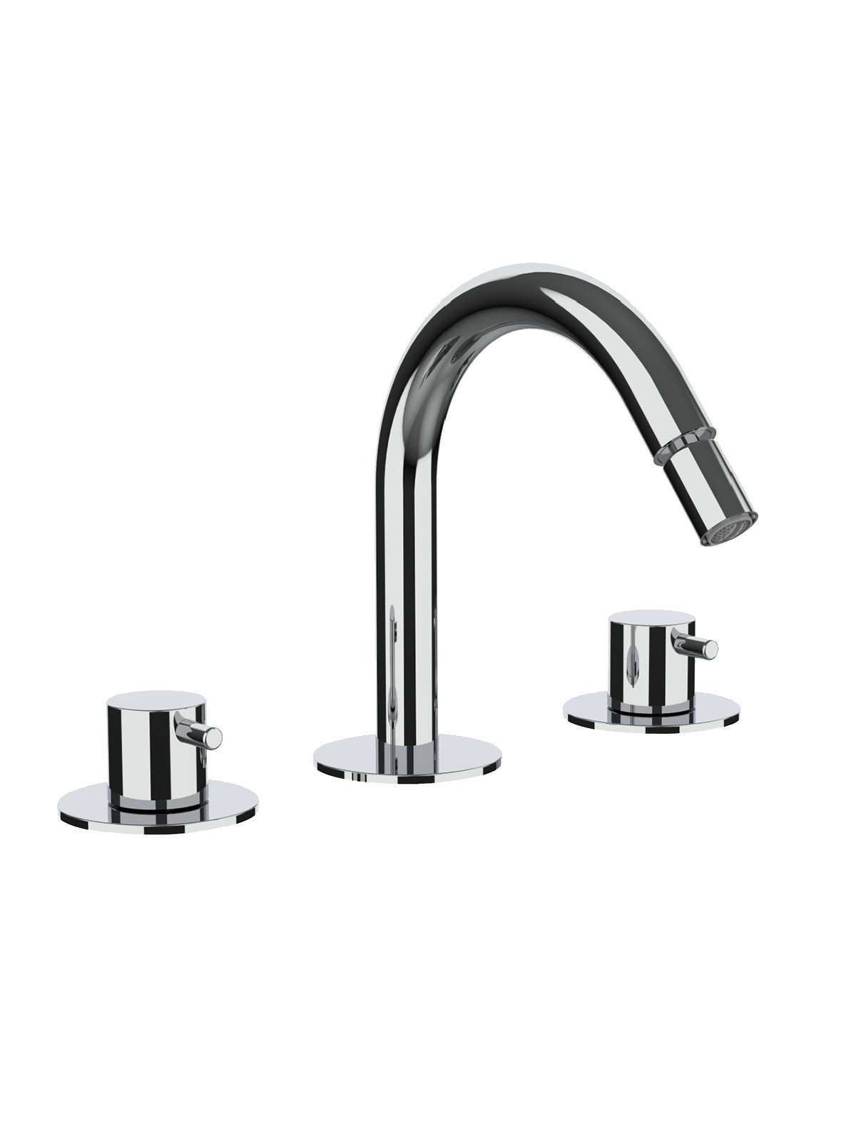 Batería bidet con caño alto fijo sin descargo 