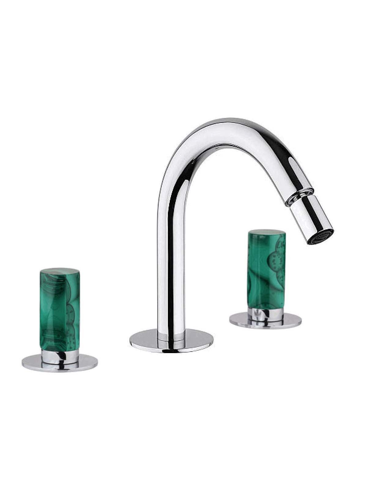 Batería bidet con caño alto fijo sin descargo 