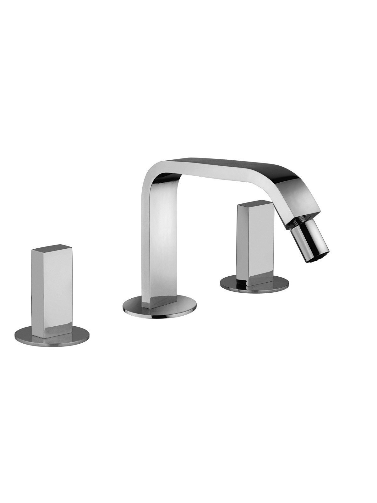 Batería bidet con caño alto fijo sin descargo 