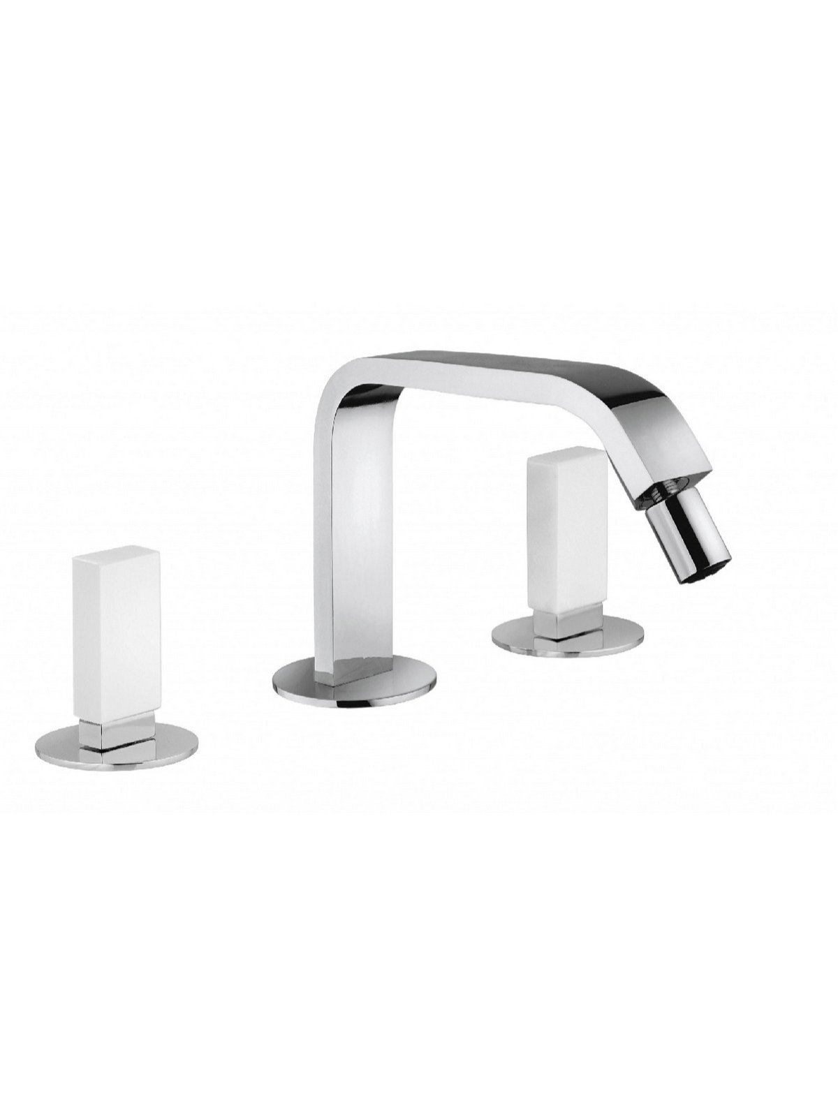 Batería bidet con caño alto fijo sin descargo 