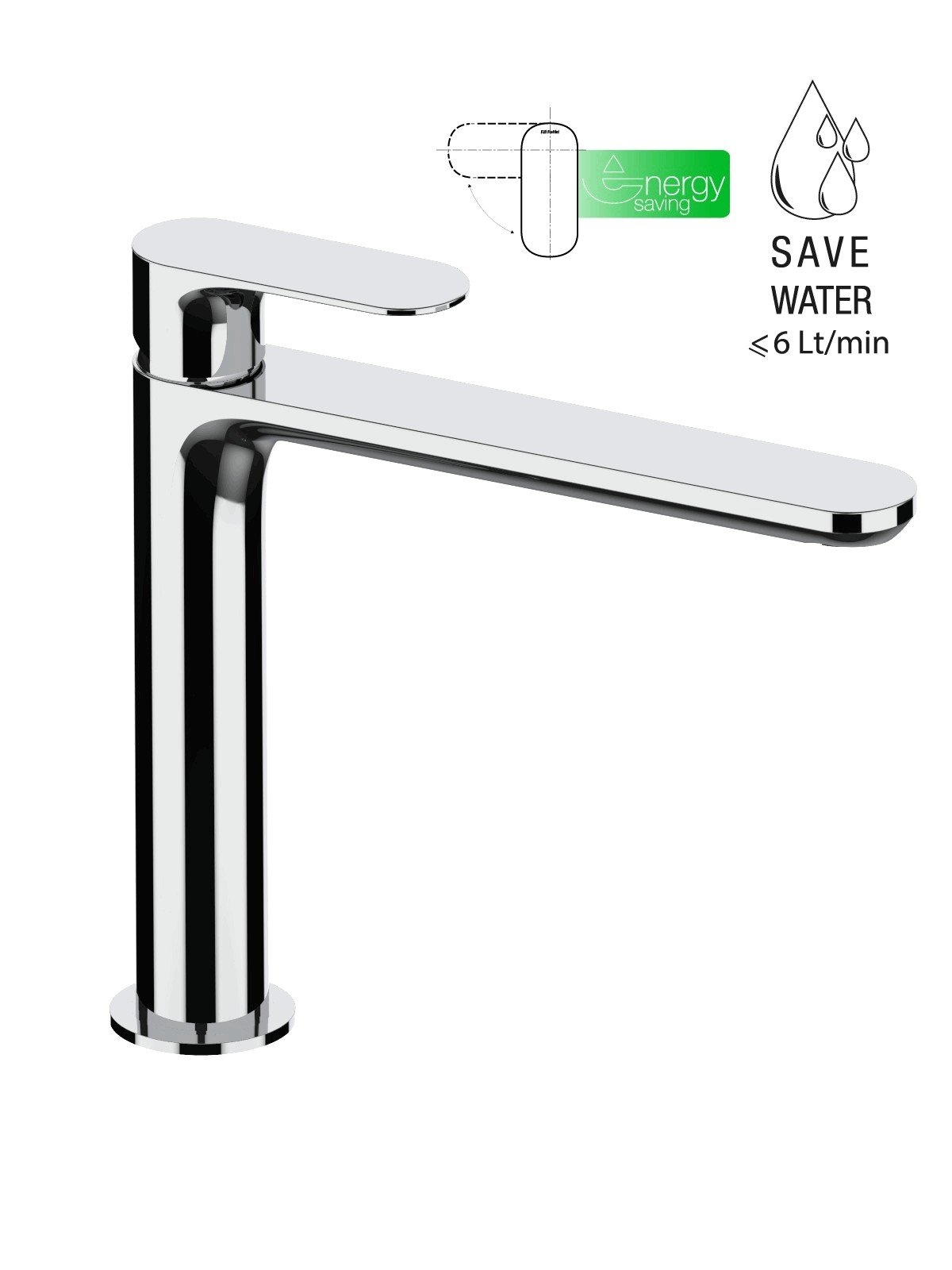 Monomando lavabo medio sin descargo energy saving