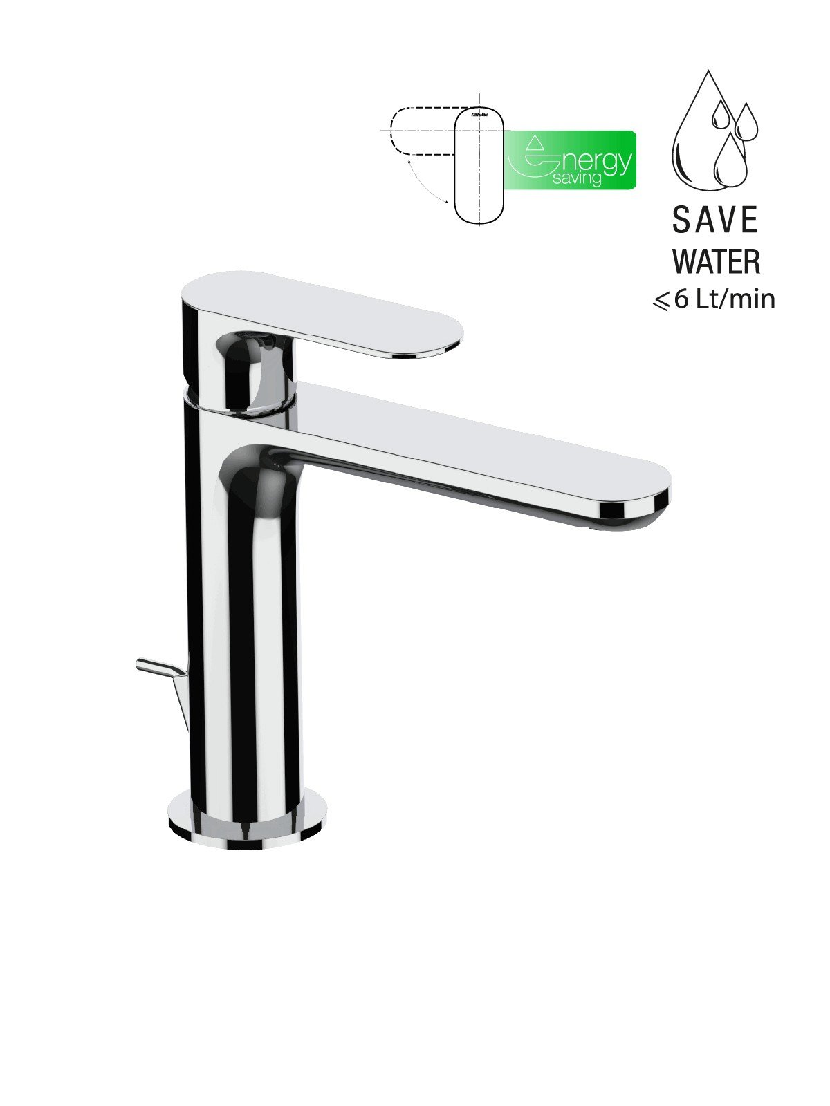 Monomando lavabo con descargo 1-1/4 energy saving