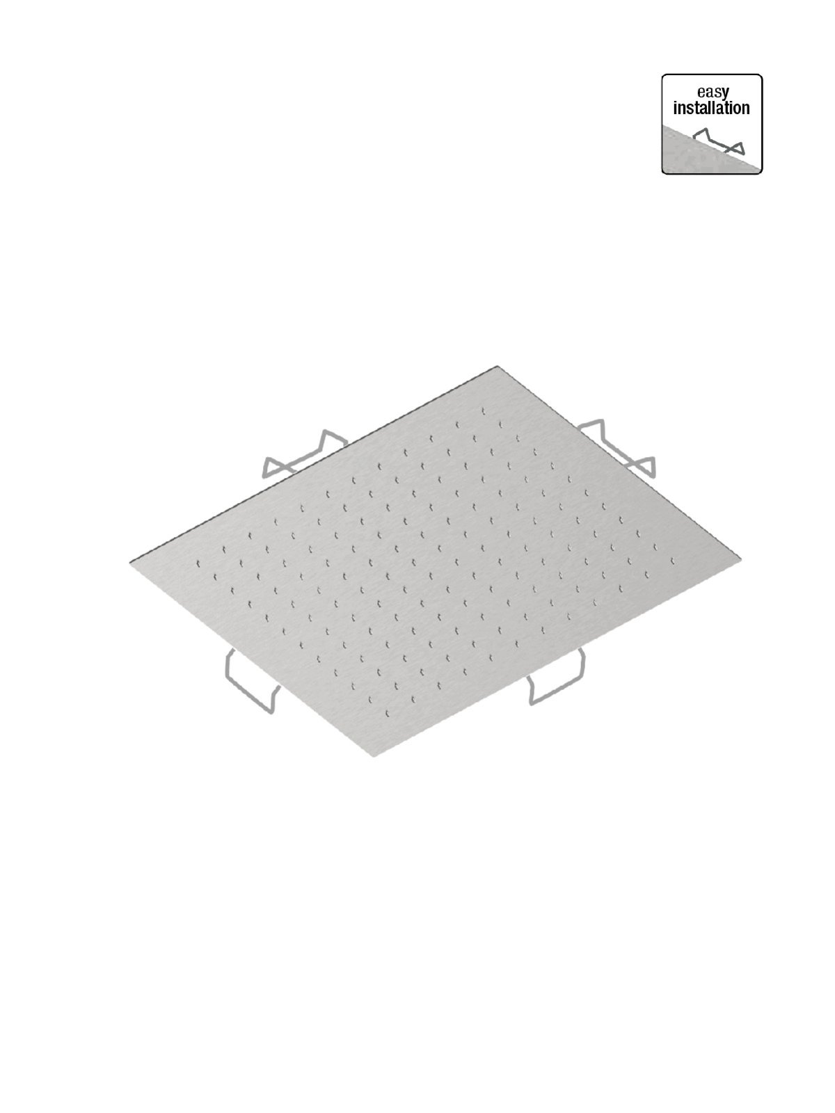 Rociador anticalcareo en acero inoxidable empotrado a techo 34x3